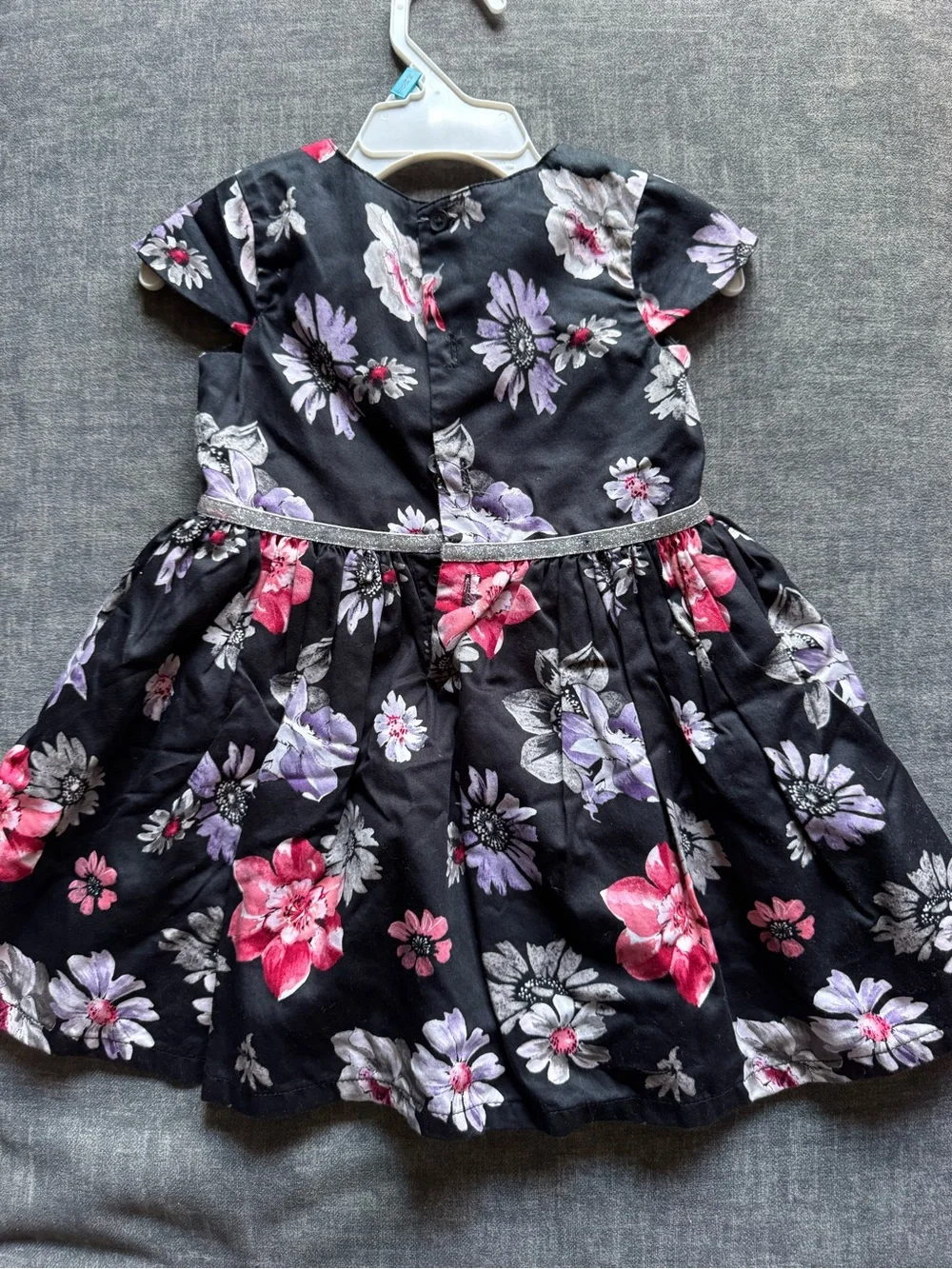 Carter's Black Floral Party Dress with Pink, Purple & Silver Accents